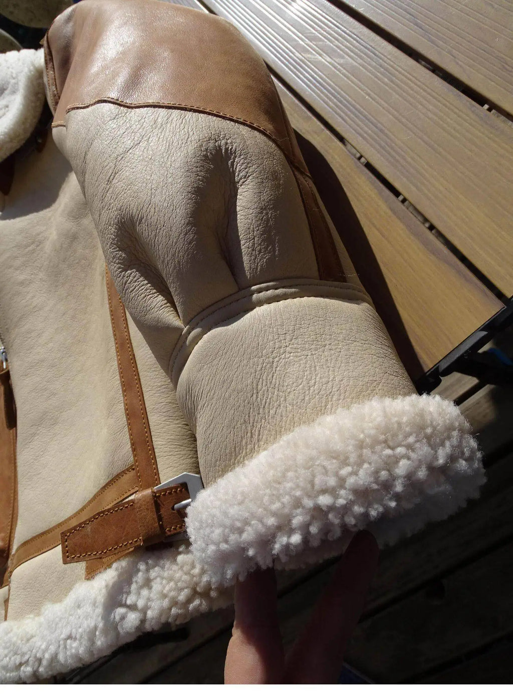 Beige White Winter Shearling Jacket Men Retro Style Plus Size 5XL Real Natural Thick Sheepskin Turn-Down Collar B3 Bomber Coat