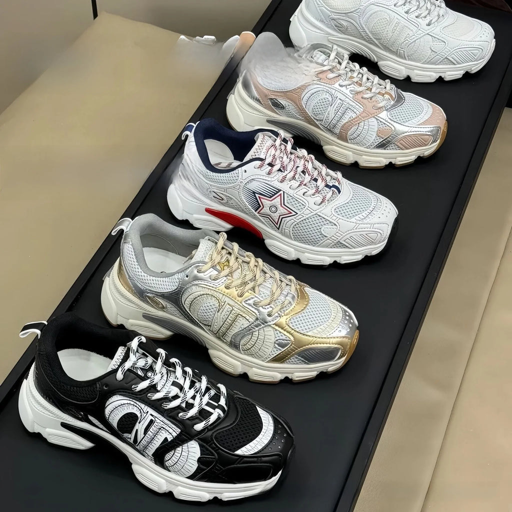 2025 New D Home B30 Tech Sports Mesh Dad Running Shoes with Laces Olympic Star Net Shoes Unisex Summer Dry Hollow out Sneakers