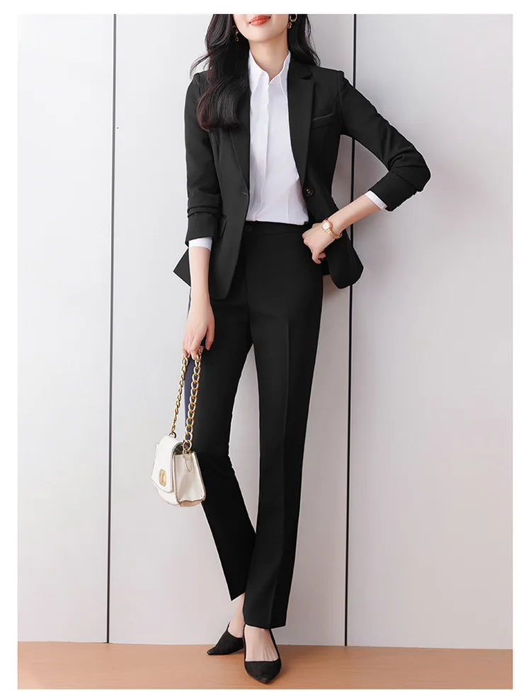 Business Formal Suit Set for Women College Students Job Interview Workwear Small Size Female Jacket Professional Top