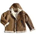 Brown Winter Hooded Shearling Jacket Men Casual Style Plus Size 5XL Genuine Natural Thick Sheepskin Warm Leather Coat