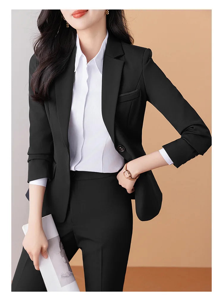 Business Formal Suit Set for Women College Students Job Interview Workwear Small Size Female Jacket Professional Top