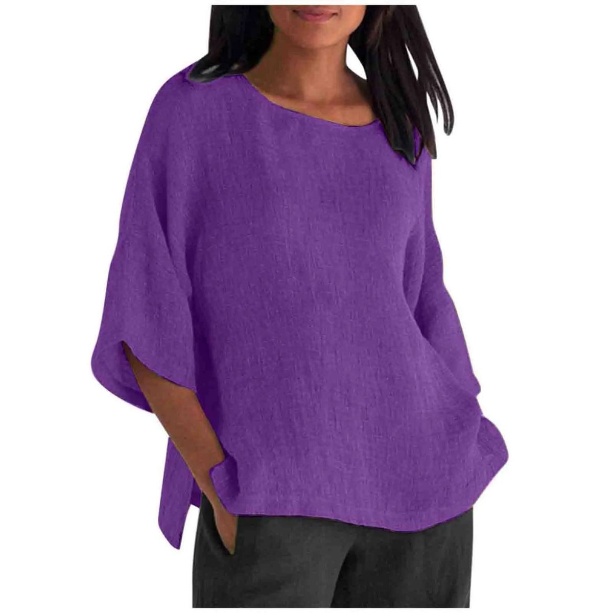 Hot Sale Of The Seasonwish Eaby Women's Cotton Linen Shirt round Neck Short Sleeve 25 Colors Casual Loose Fit Street Style Su...