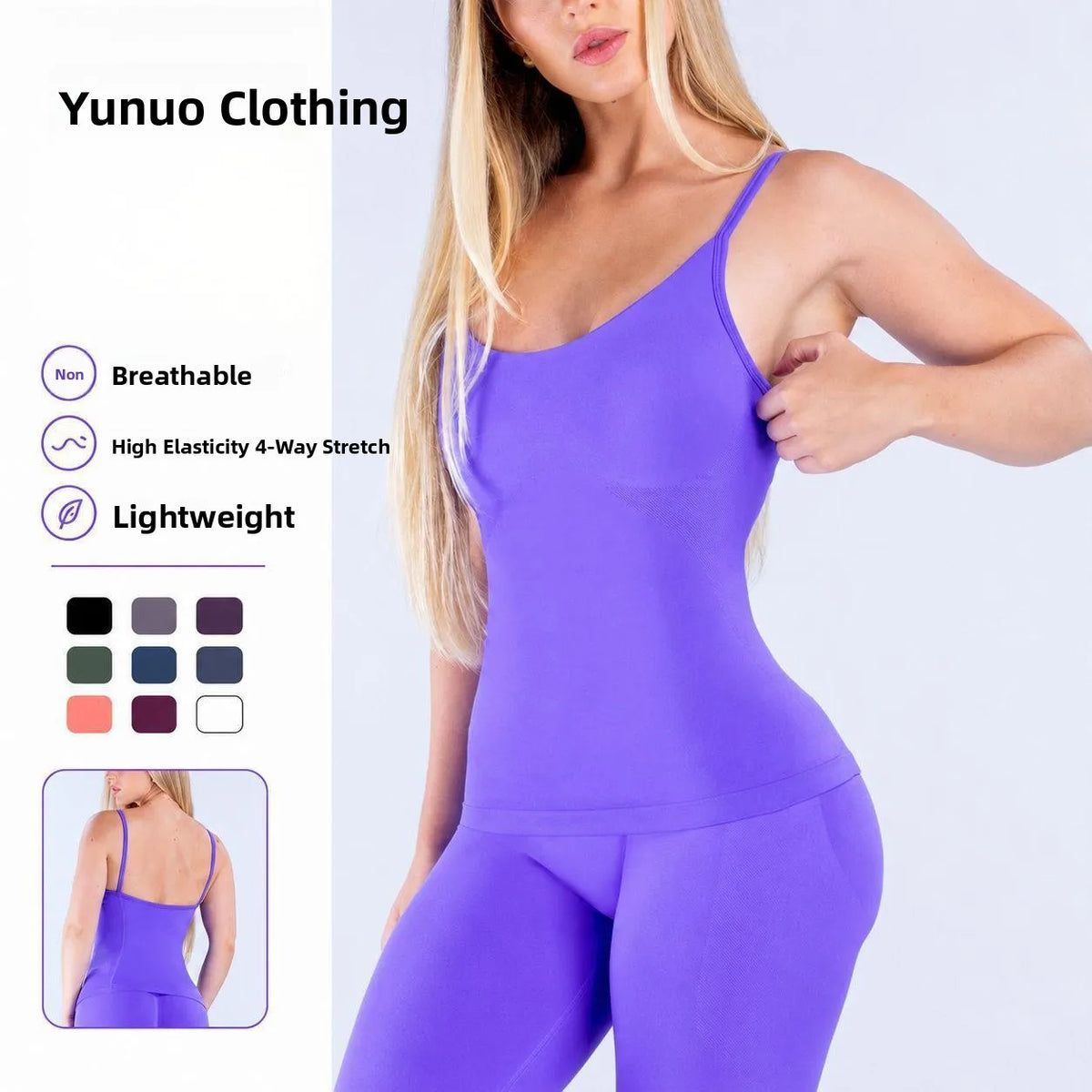 DFYNE New Seamless Yoga Vest U-Neck Thin Strap Fitness Sports Bralette Slim Fit Breathable Nylon Spandex Tank Top for Women