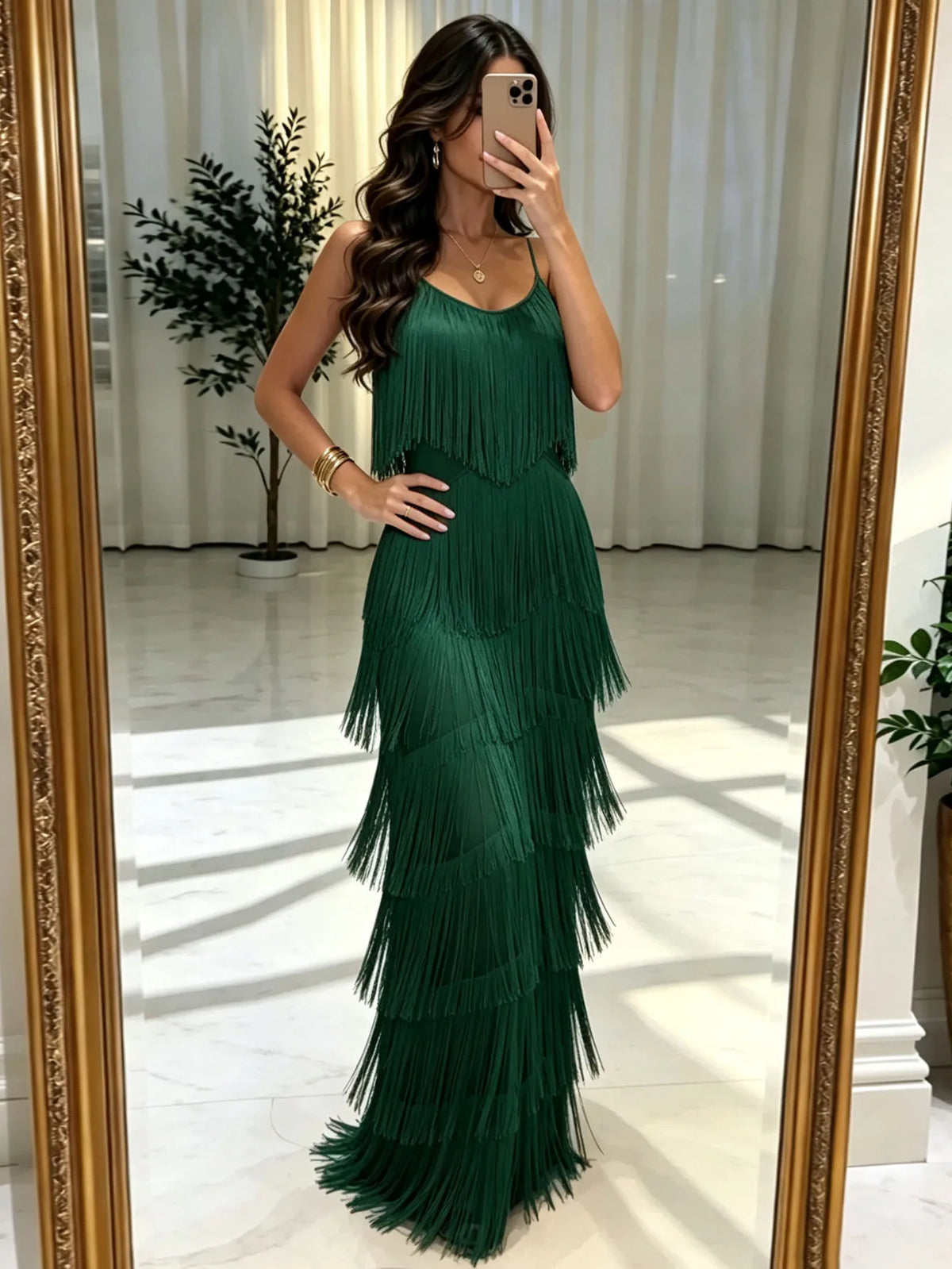 Long Sexy Evening Gown Women's Dress with Tassel Belt Polyester Fabric Sleeveless mid Waist Pure Color Ball Gown Skirt