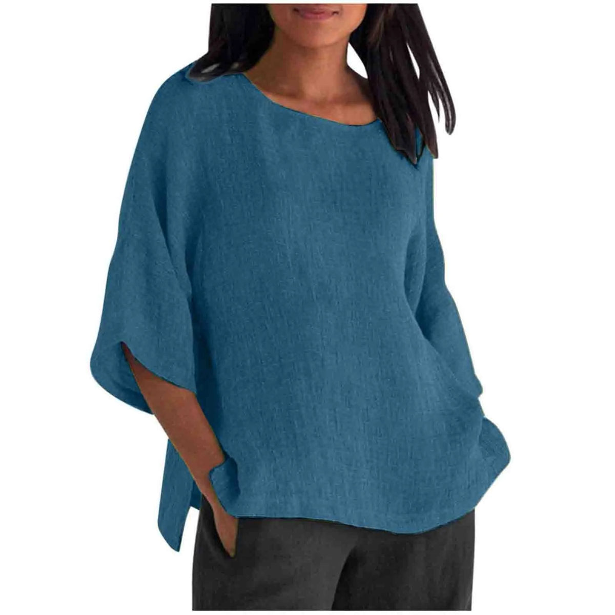 Hot Sale Of The Seasonwish Eaby Women's Cotton Linen Shirt round Neck Short Sleeve 25 Colors Casual Loose Fit Street Style Su...