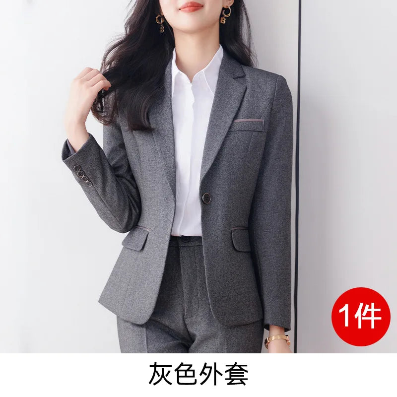 Business Formal Suit Set for Women College Students Job Interview Workwear Small Size Female Jacket Professional Top