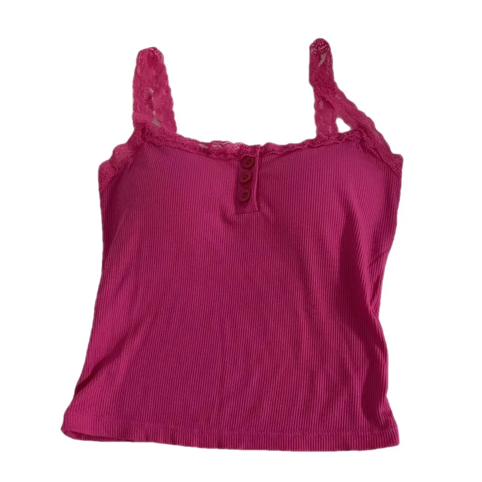 plus Size Lace Insert Camisole Tank Top with Chest Pad Inner Wear Outerwear Design Sense Bottoming Vest Big Size Women