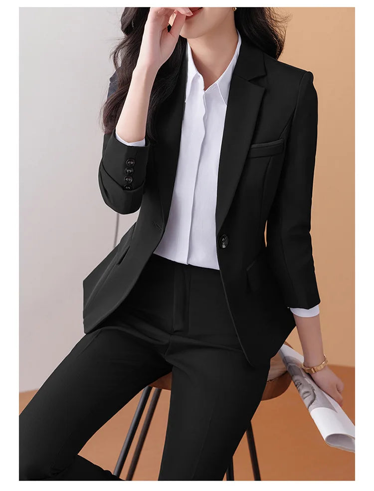 Business Formal Suit Set for Women College Students Job Interview Workwear Small Size Female Jacket Professional Top