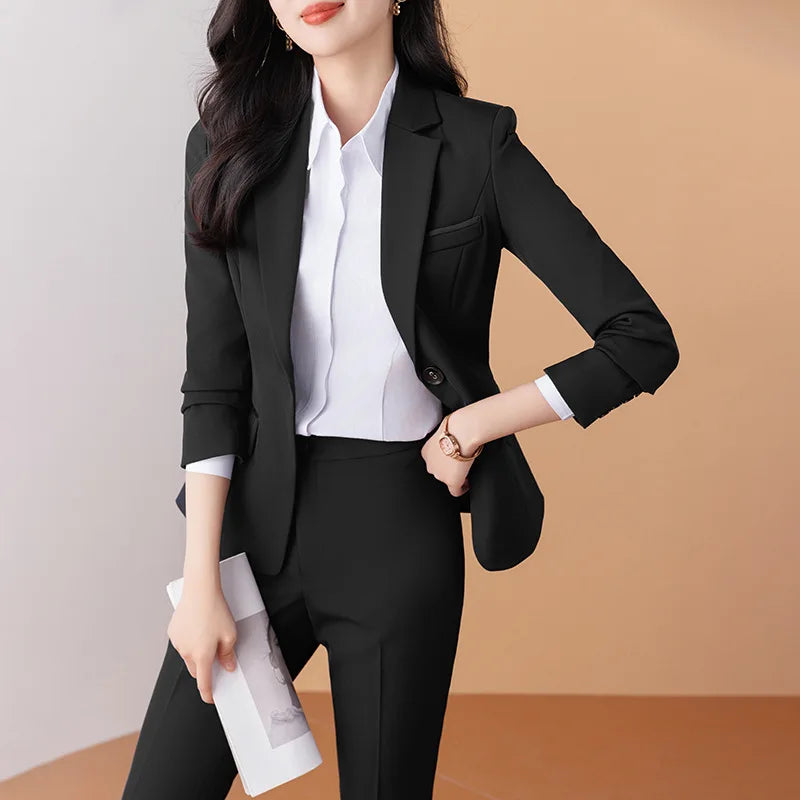 Business Formal Suit Set for Women College Students Job Interview Workwear Small Size Female Jacket Professional Top