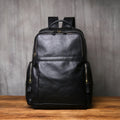 NZPJ Genuine Leather Men's Backpack Top-Grain Cowhide Casual Travel Backpack Multi-Compartment 16-Inch Laptop Bag