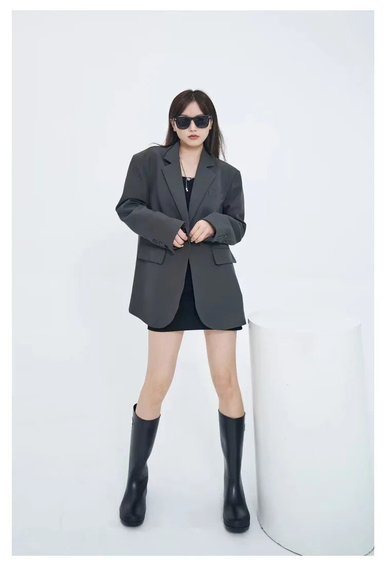 Casual Loose Women's Blazer Spring 2026 New Style Commute Fashionable Polyester Long Sleeve Single Button Patchwork Blazer