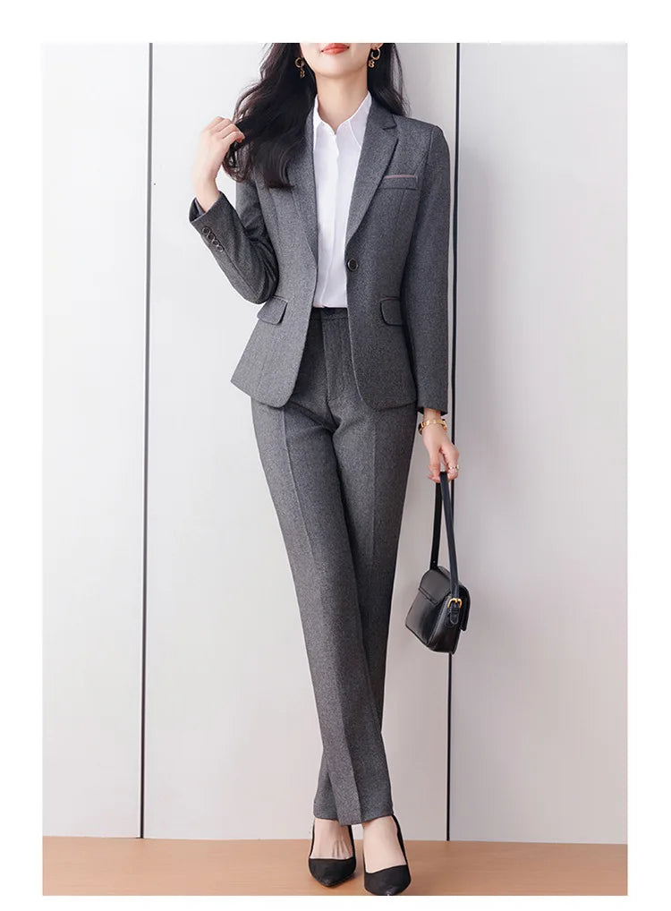 Business Formal Suit Set for Women College Students Job Interview Workwear Small Size Female Jacket Professional Top