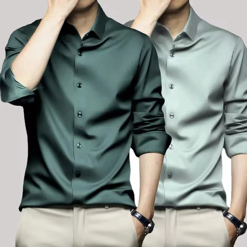 Men's White Shirt Long Sleeve Non iron Business Dress Slim Fit Korean Version Professional Work White Casual Men's Suit Shirt