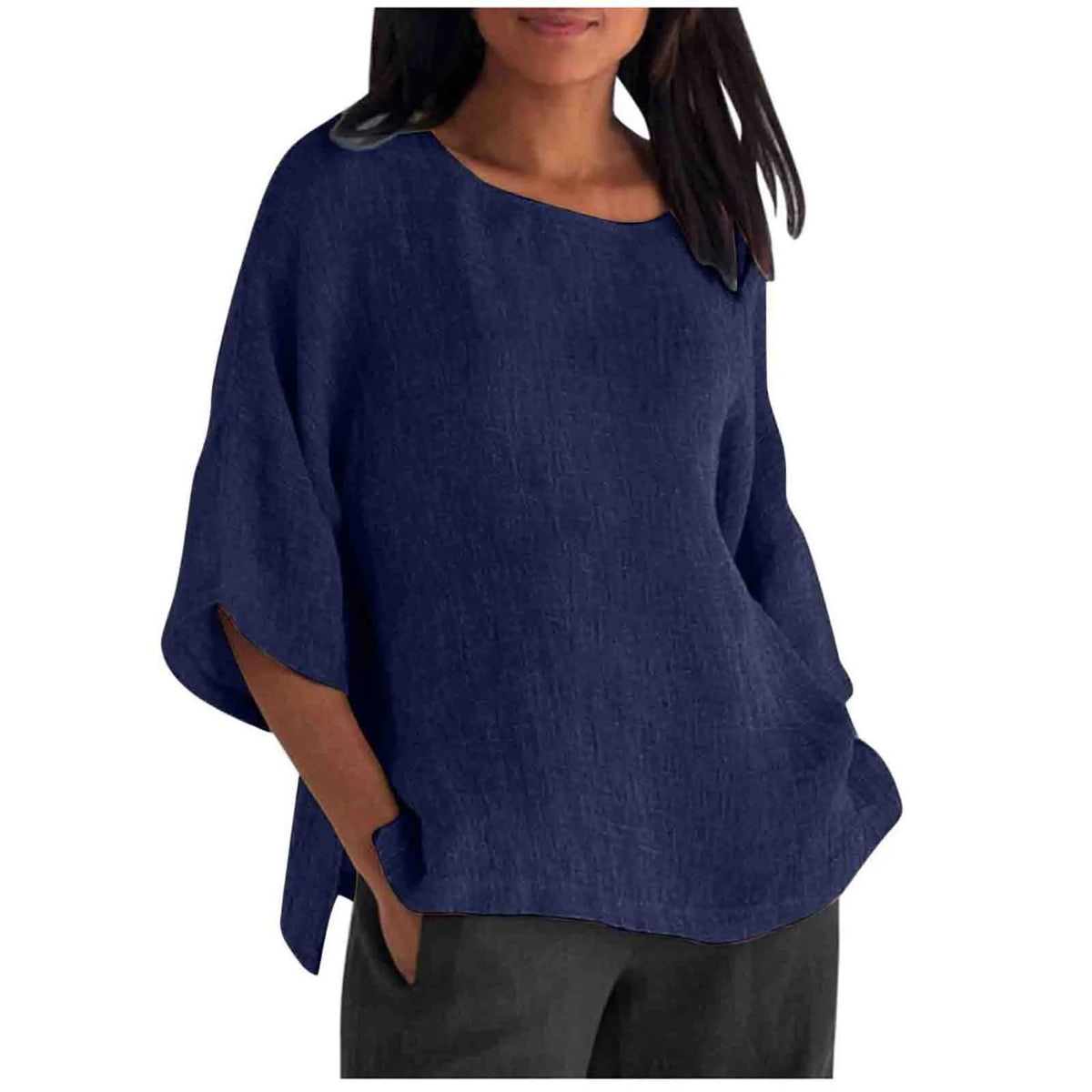 Hot Sale Of The Seasonwish Eaby Women's Cotton Linen Shirt round Neck Short Sleeve 25 Colors Casual Loose Fit Street Style Su...