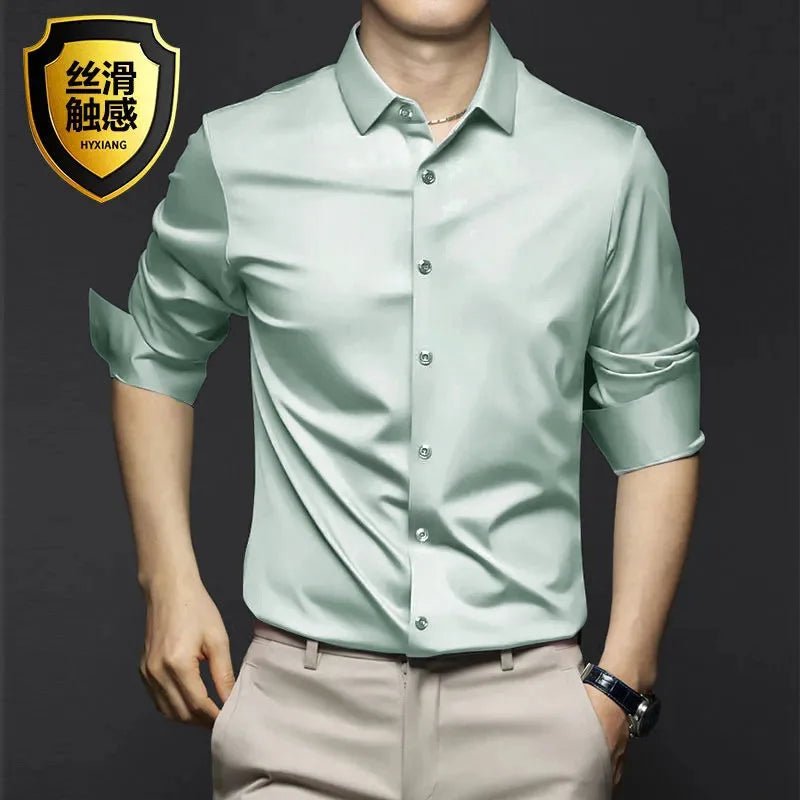 Men's White Shirt Long Sleeve Non iron Business Dress Slim Fit Korean Version Professional Work White Casual Men's Suit Shirt
