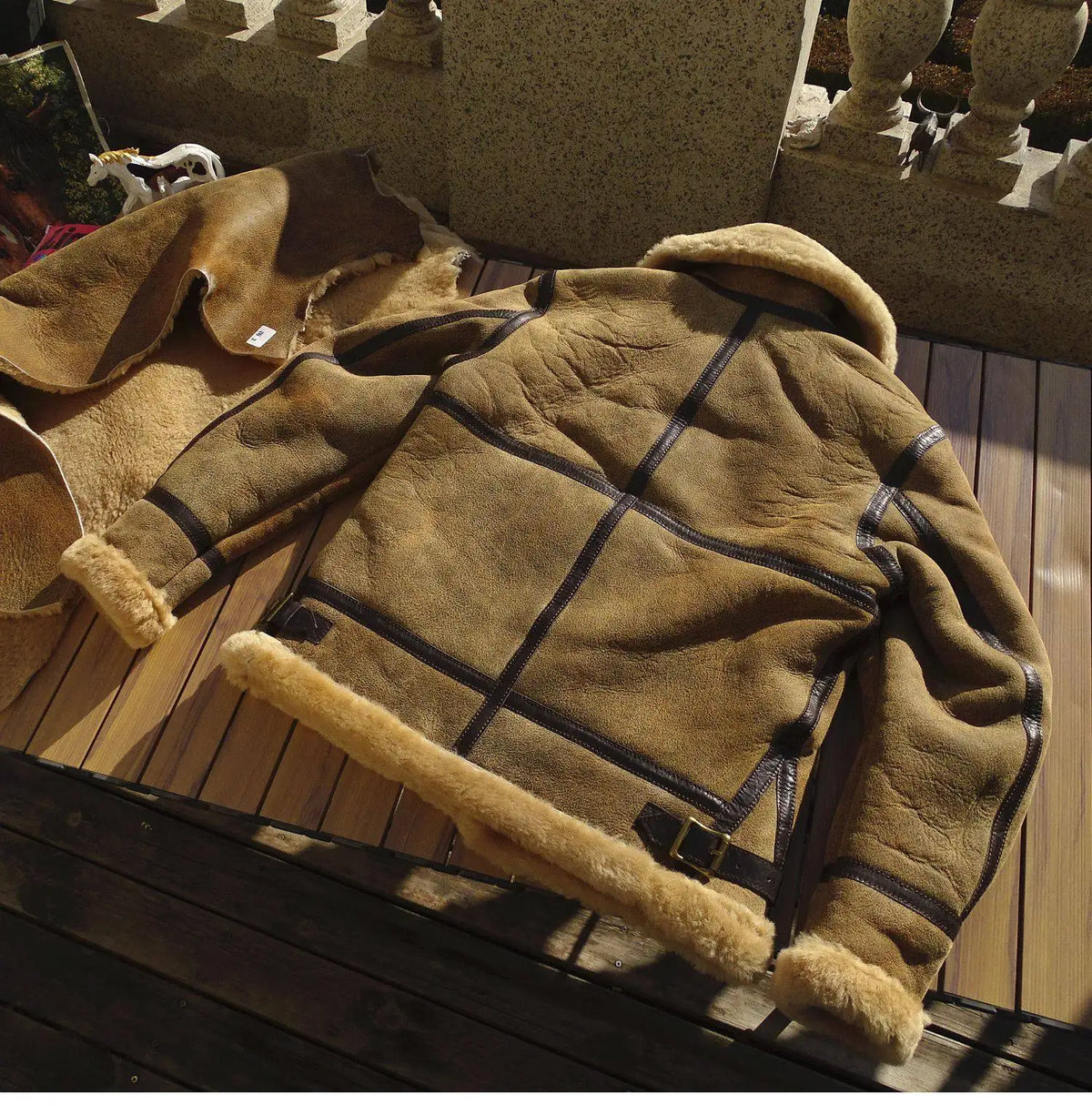 Light Brown Winter Shearling Jacket Men Retro Style Plus Size 5XL Genuine Natural Thick Sheepskin B6 Bomber Military Flight Coat