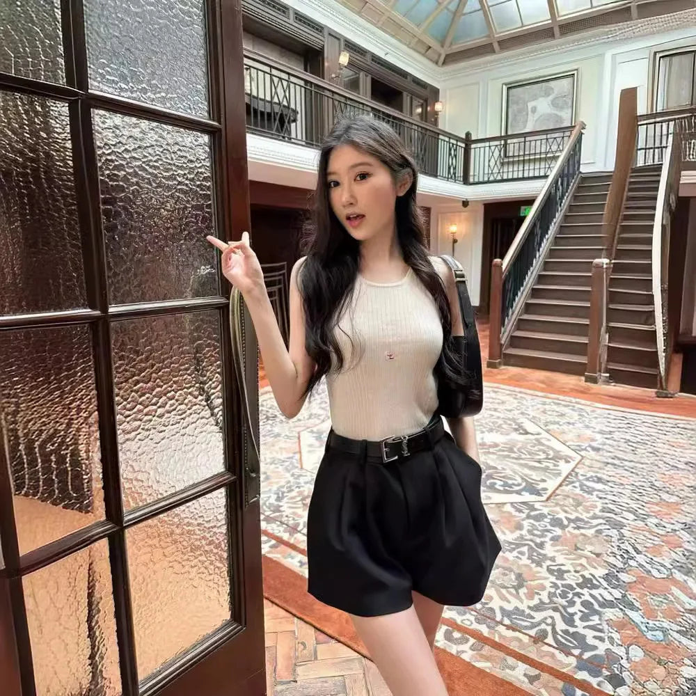 2026 New YS Letter Logo Embroidery Vest Women's Solid Soft Comfortable Sleeveless Base Tank Top Outerwear round Neck Spring F...