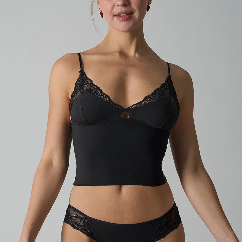 Adjustable Strap Lace Top Skin-friendly Ultra Elastic with Chest Pad Kardashian Style Streetwear Trend for Women in Spring