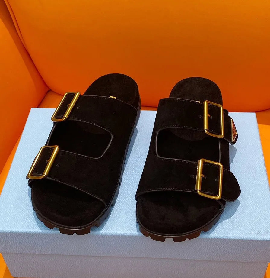 Roman Style Asymmetrical Bottom Sandals Genuine Leather Beach Slippers Women's Outdoor Wear Breathable Anti-slip Comfortable