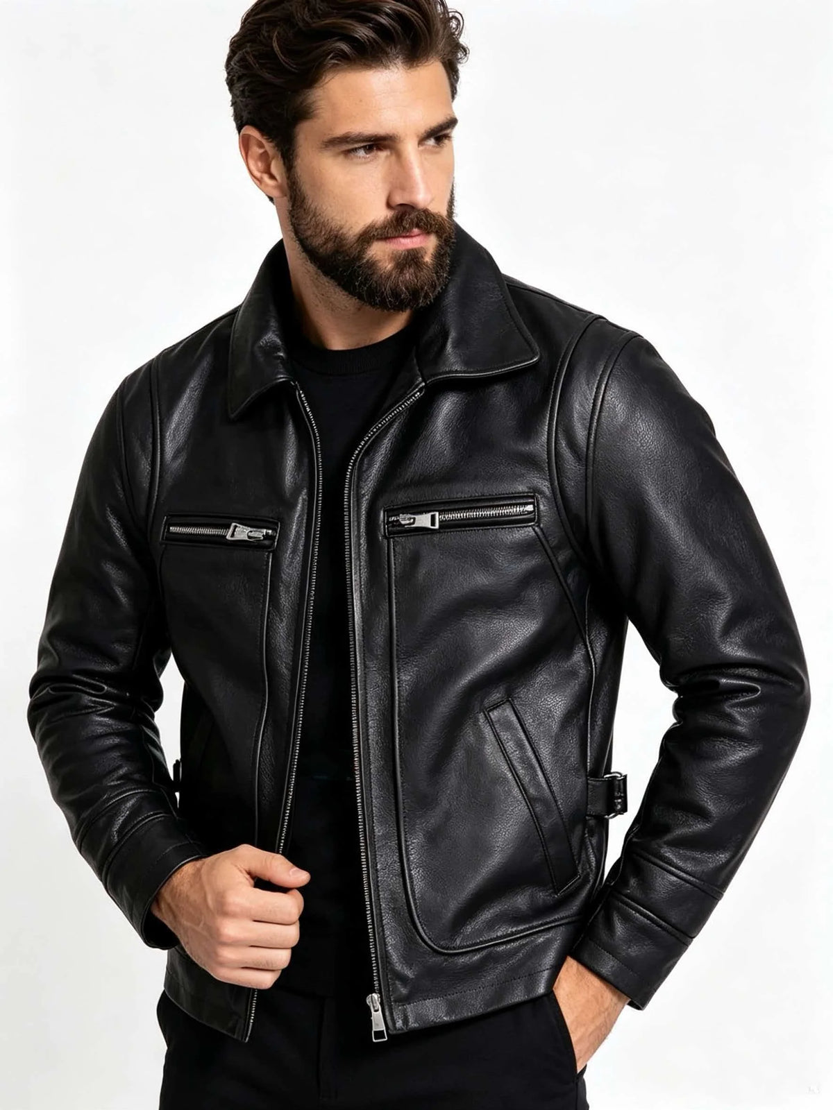 Black Autumn Leather Jacket Men Retro Style Plus Size 8XL Genuine Natural Cowhide Turn-Down Collar Smart Casual Coat