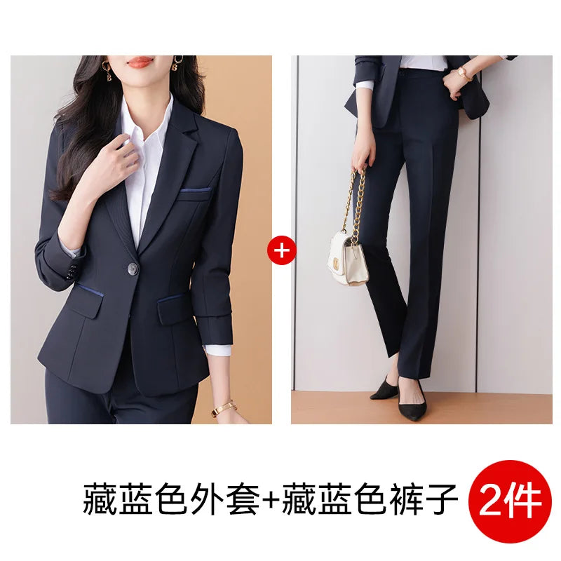 Business Formal Suit Set for Women College Students Job Interview Workwear Small Size Female Jacket Professional Top