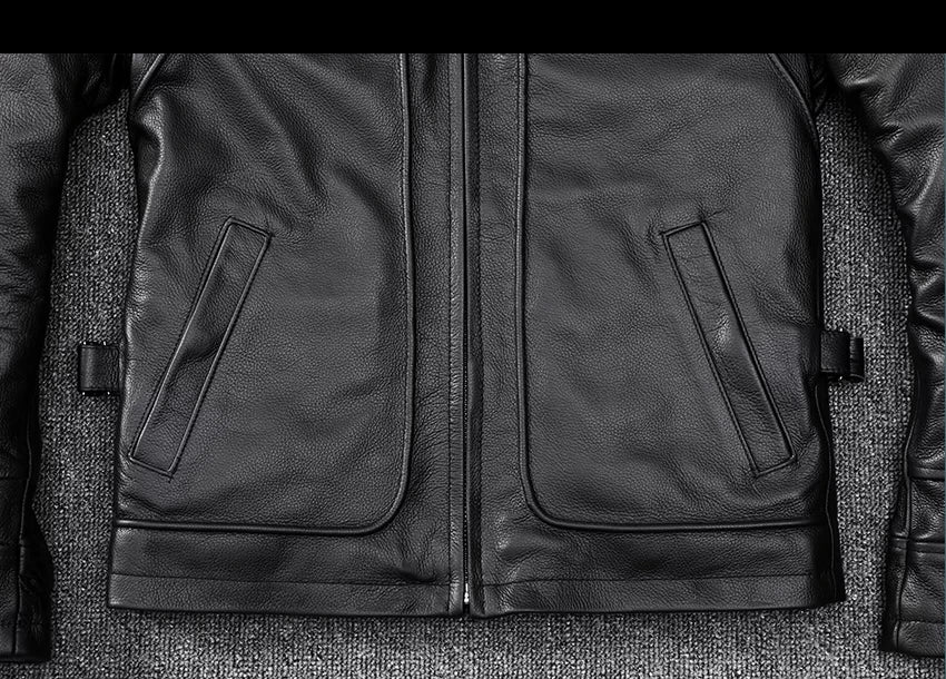 Black Autumn Leather Jacket Men Retro Style Plus Size 8XL Genuine Natural Cowhide Turn-Down Collar Smart Casual Coat