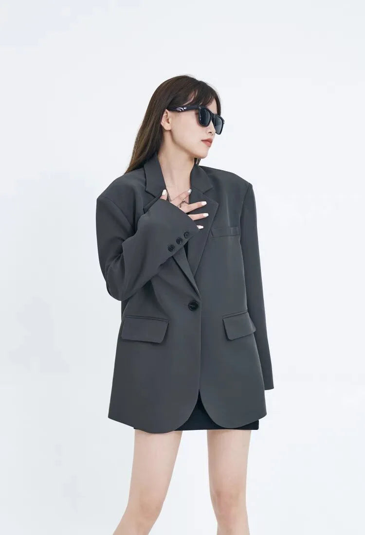 Casual Loose Women's Blazer Spring 2026 New Style Commute Fashionable Polyester Long Sleeve Single Button Patchwork Blazer