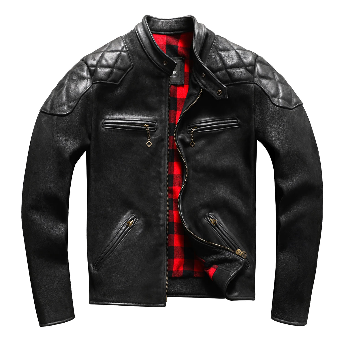 Black Winter Leather Jacket Men Sports Style Plus Size 5XL Genuine Natural Thick Cowhide Stand Collar Vintage Leather Coat