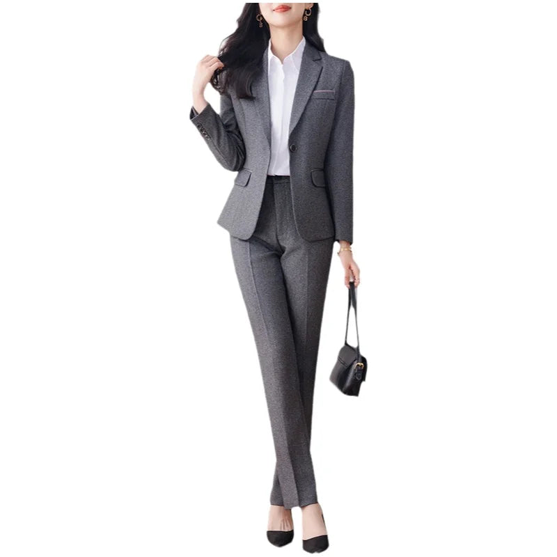 Business Formal Suit Set for Women College Students Job Interview Workwear Small Size Female Jacket Professional Top