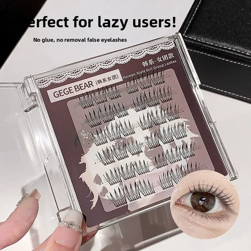 Natural Looking Lightweight Thin Glue-Free Fake Eyelashes Gege Bear Artificial Fiber Easy to Handle Bear Mascara Extensions