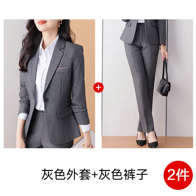 Business Formal Suit Set for Women College Students Job Interview Workwear Small Size Female Jacket Professional Top
