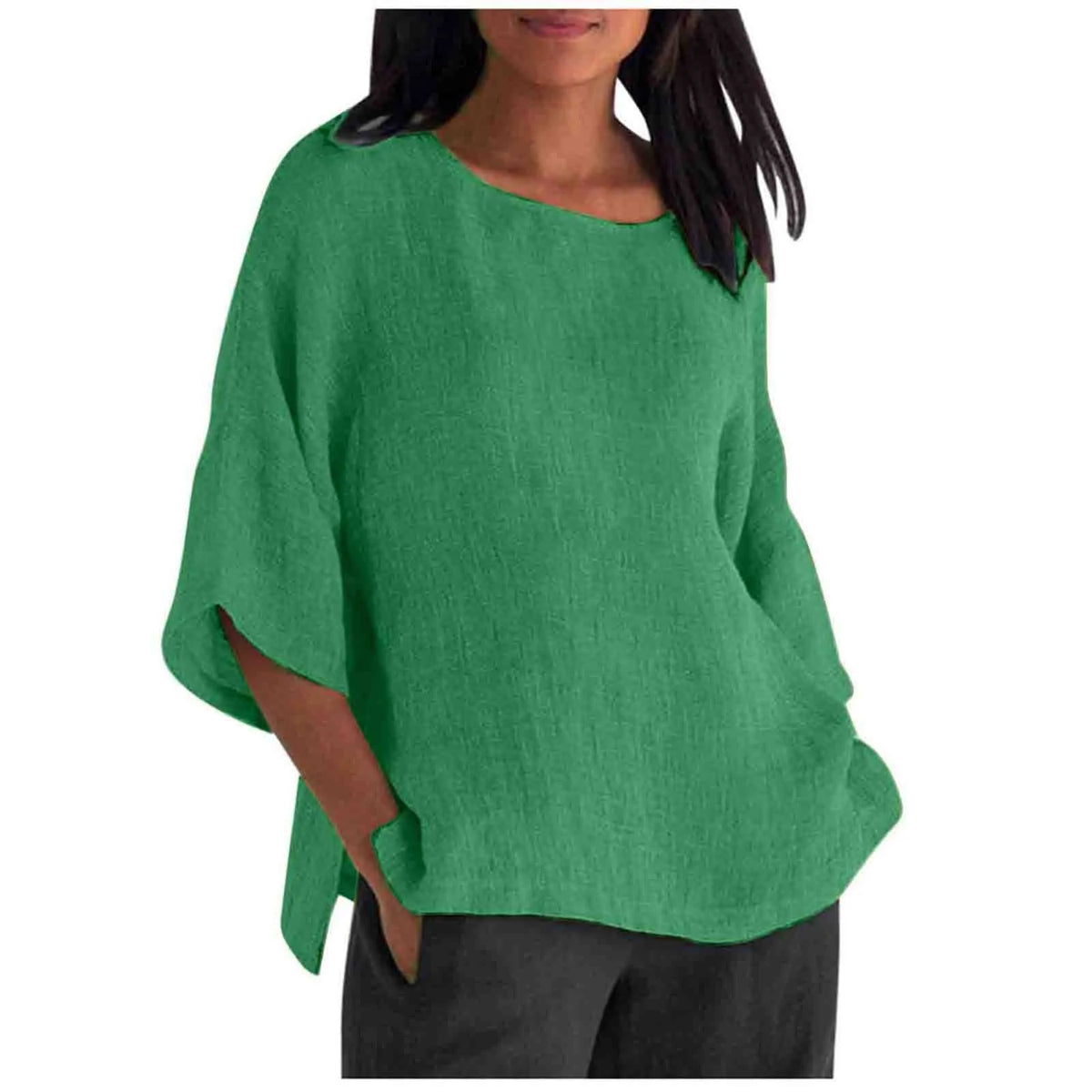 Hot Sale Of The Seasonwish Eaby Women's Cotton Linen Shirt round Neck Short Sleeve 25 Colors Casual Loose Fit Street Style Su...