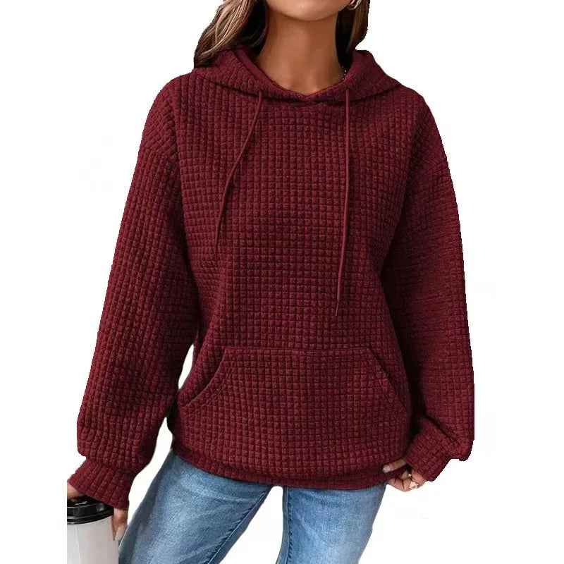 Winter 2025 Women's Thickened Warmth Hoodie Set Home Leisure Style Pure Color Oversize Long Sleeve Pullover Hat with Pocket