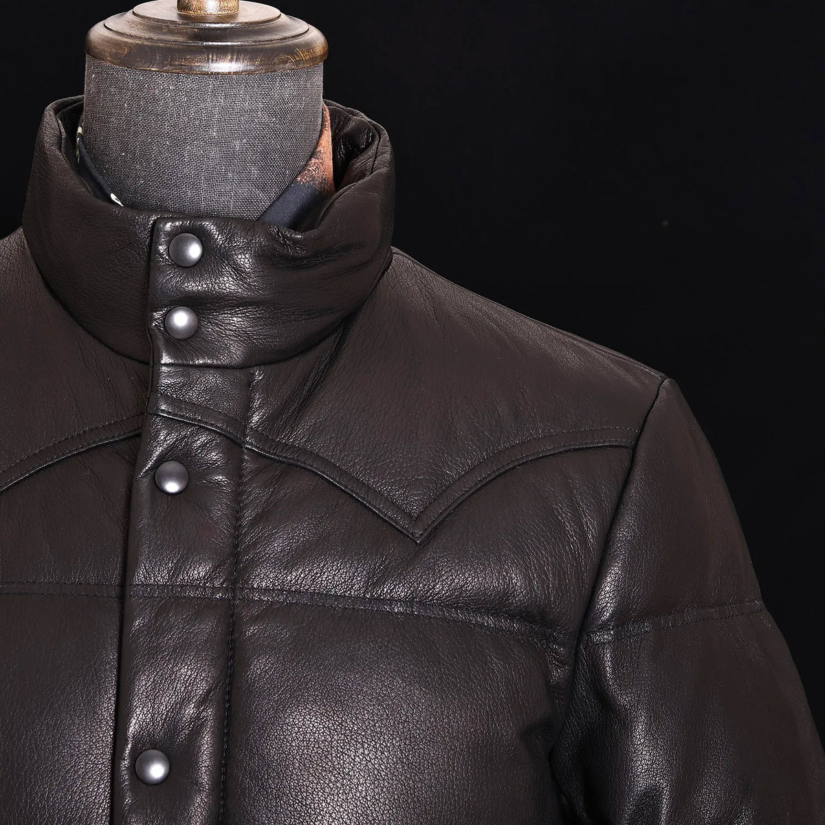 Black Winter Leather Jacket Men Retro Style Plus Size 5XL Genuine Natural Sheepskin Stand Collar Thick Warm Down Coat