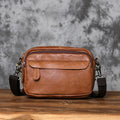 NZPJ Retro Genuine Leather Men's Shoulder Bag Casual Top Layer Cowhide Crossbody Bag Large Capacity  Men's Waist Bag