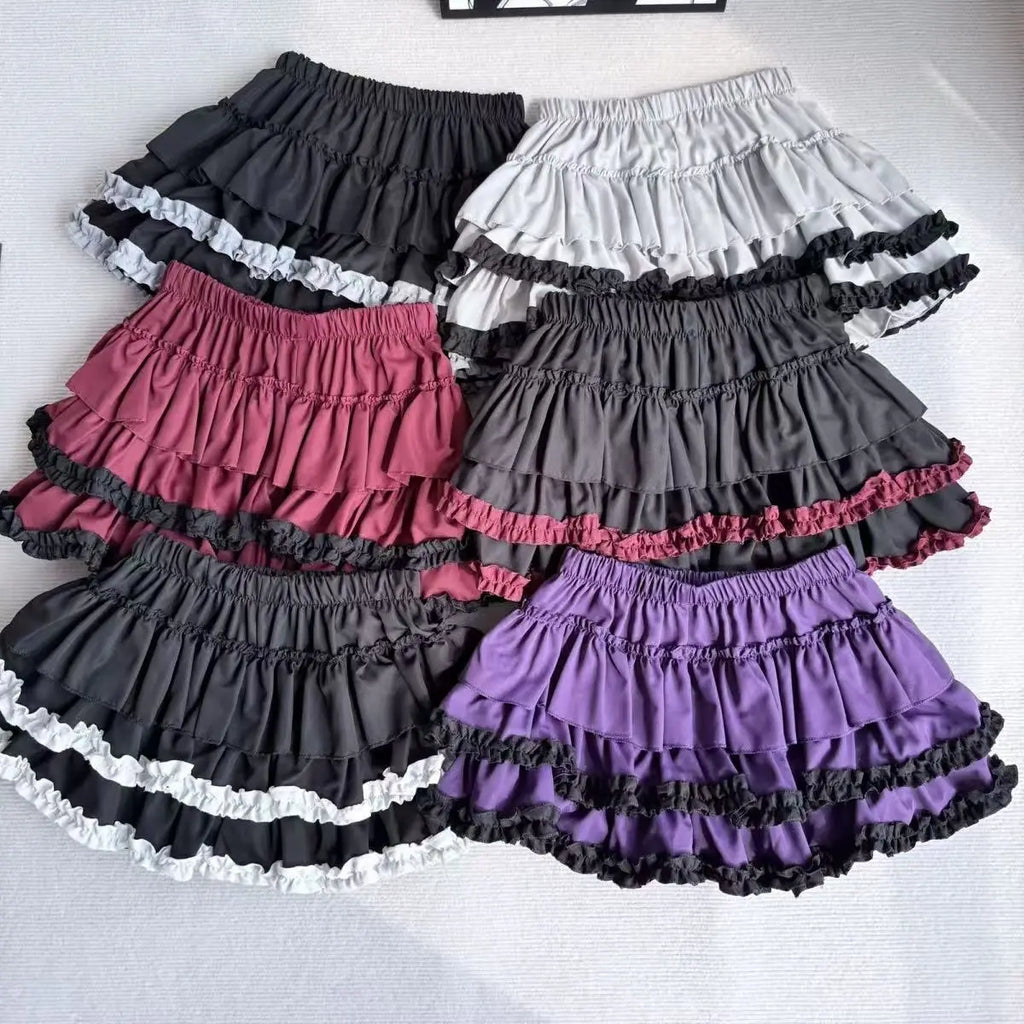 Sweet And Spicy High Waist Puffy Half-length Skirt for Women Anti-exposure Bow-knot Short Cake Skirt Spring Summer New Style