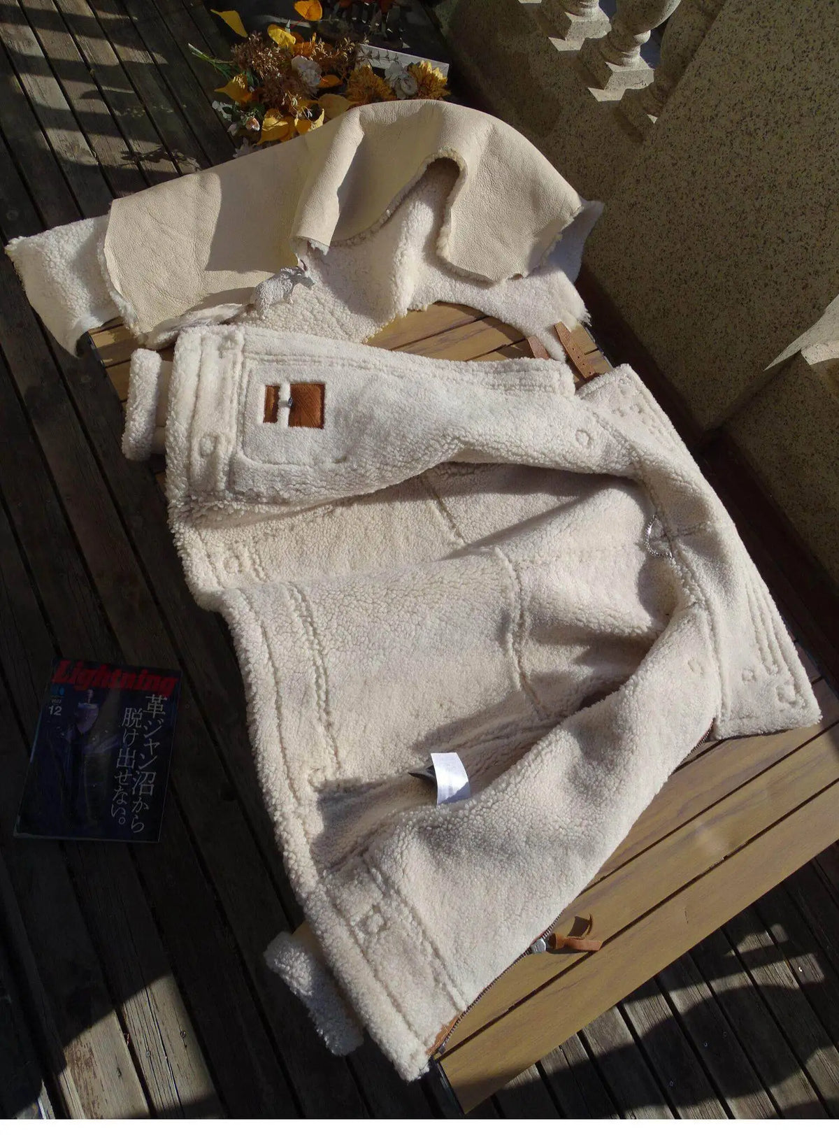 Beige White Winter Shearling Jacket Men Retro Style Plus Size 5XL Real Natural Thick Sheepskin Turn-Down Collar B3 Bomber Coat