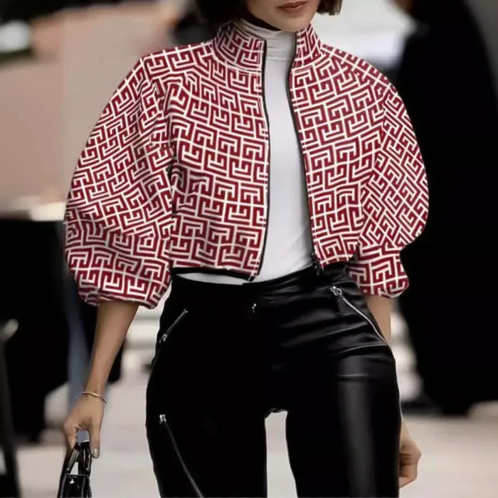 Plus Size 2024 Spring Autumn New Cross-Border Plus Size Women's Clothing Fashionable Elegant Plaid Printing Cropped Top Jacket
