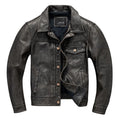 Black Spring Leather Jacket Men Vintage Style Plus Size 5XL Genuine Natural Cowhide Turn-Down Collar Single Breasted Coat