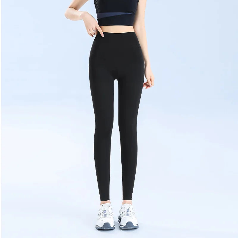 Ultra-Thin Ice-Silk High-Waist Comfortable Yoga Pants Breathable Stretchy Sharkskin Summer Outerwear Women's Clothing