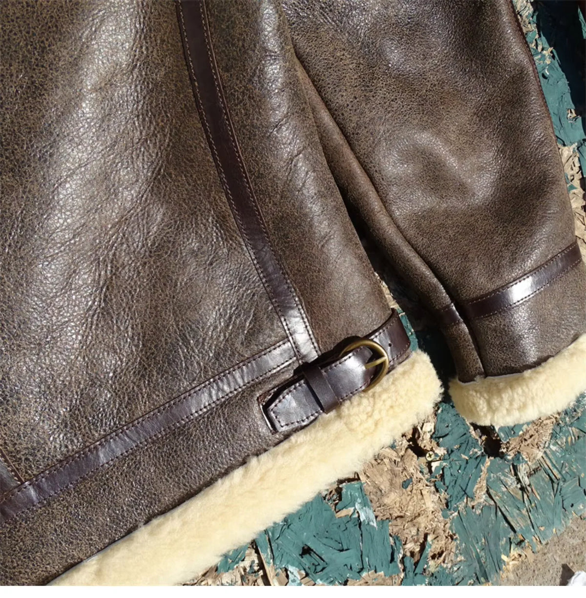 Dark Brown Winter Shearling Jacket Men Retro Style Plus Size 5XL Genuine Natural Thick Sheepskin B6 Bomber Flight Coat