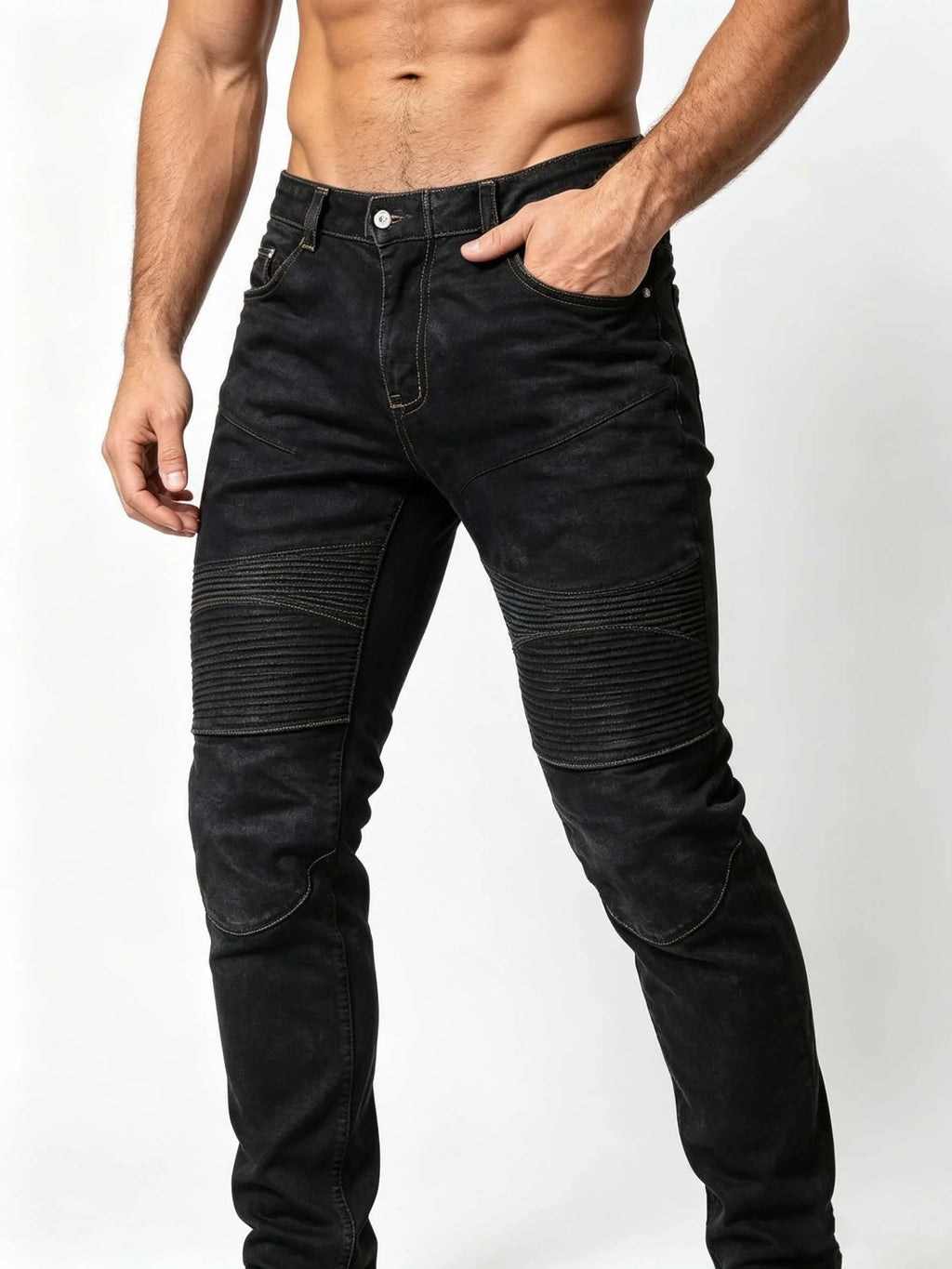 Black Spring Leather Trousers Men Retro Style Plus Size 4XL Genuine Natural Sheepskin Add Protection Device Motorcycle Pants