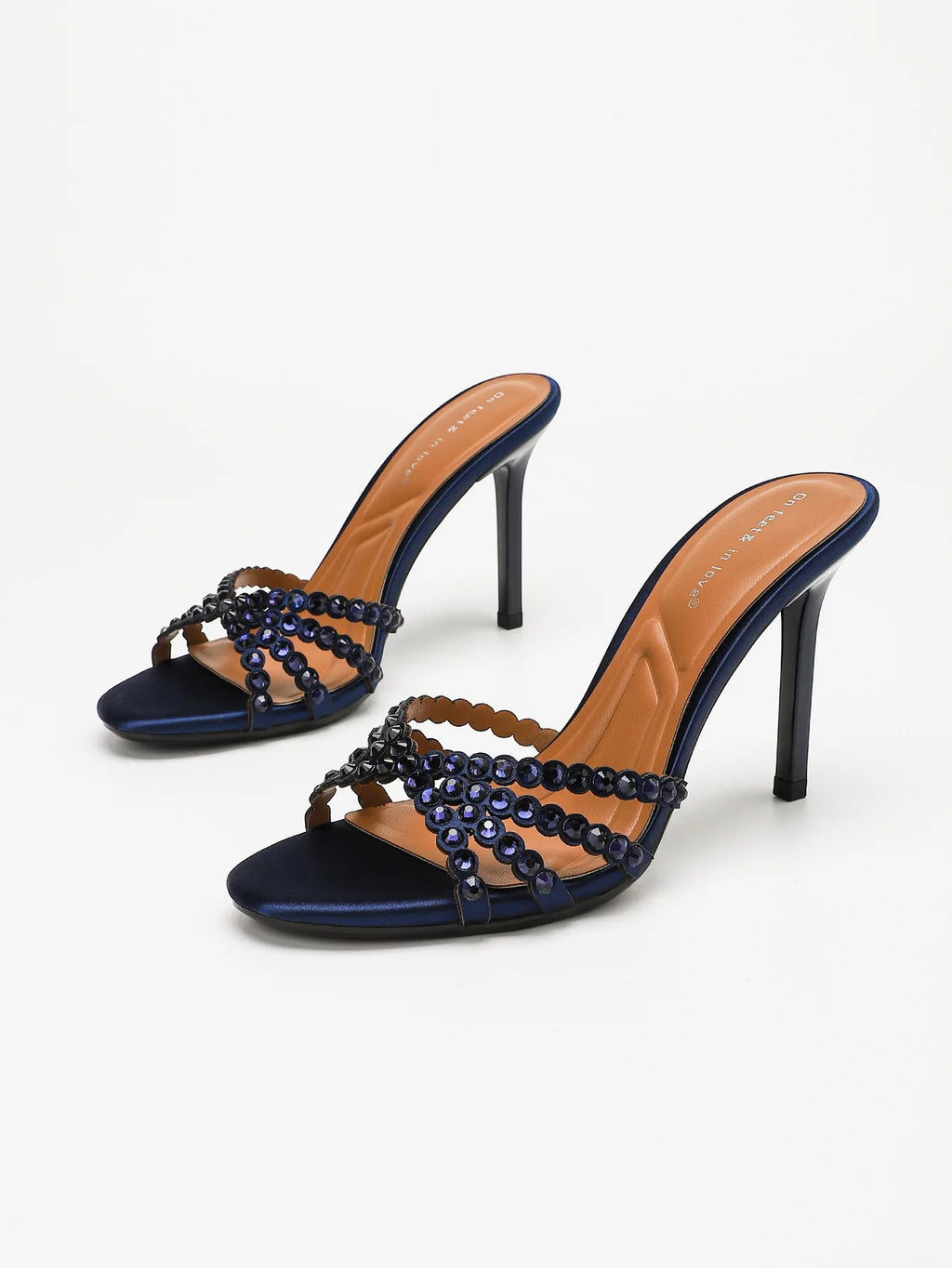 Fashionable Diamond Strap High Heels Sandals Women's Summer Party Shoes Fine Heel Versatile Elegant Ladies' Slip-On Slippers