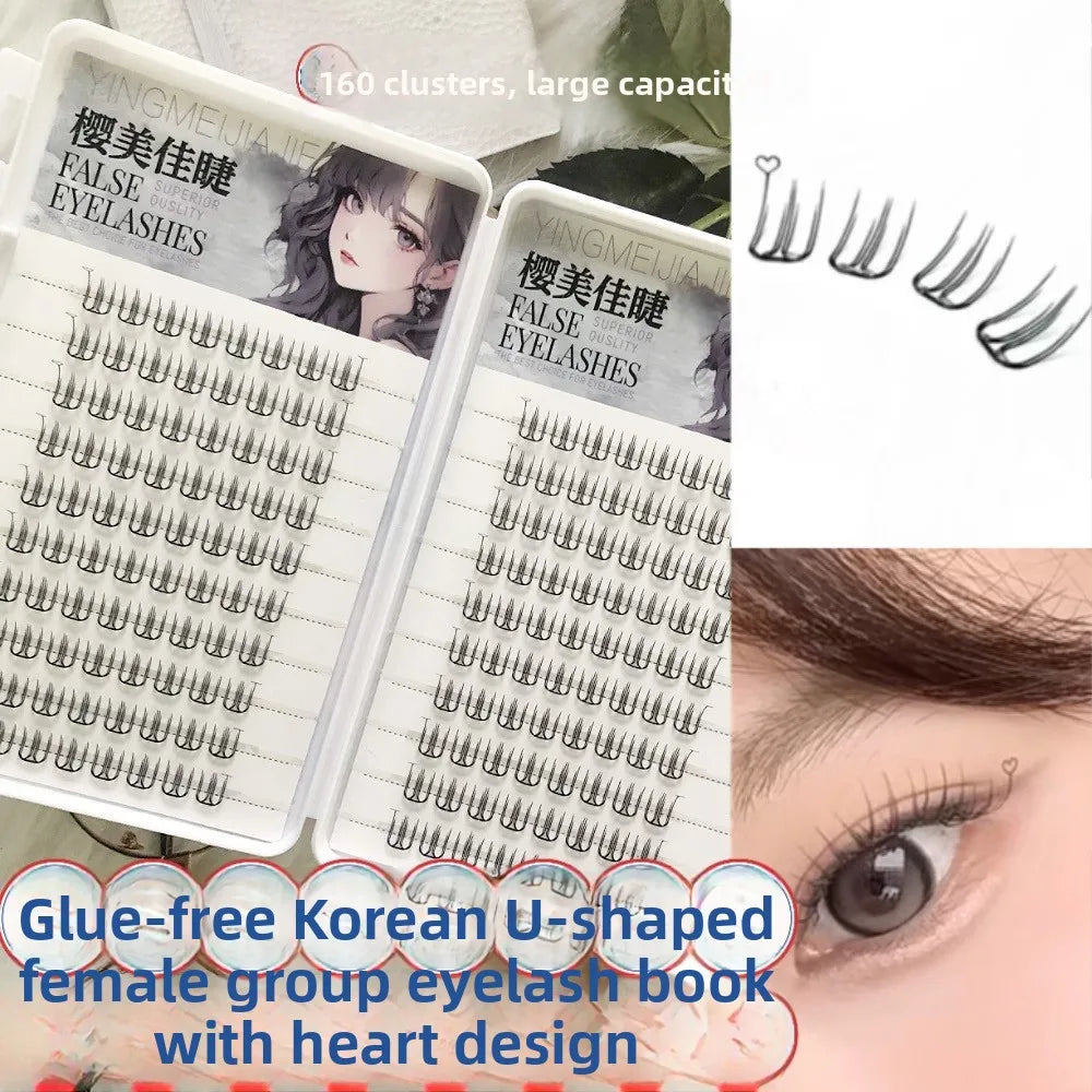 Korean Style U-Shaped Fake Eyelashes Heart Tail End Girls Group Soft Age-Reducing Natural Looking Fiber Material for Ordinary...