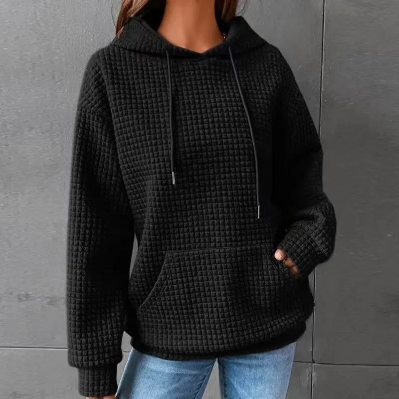 Winter 2025 Women's Thickened Warmth Hoodie Set Home Leisure Style Pure Color Oversize Long Sleeve Pullover Hat with Pocket