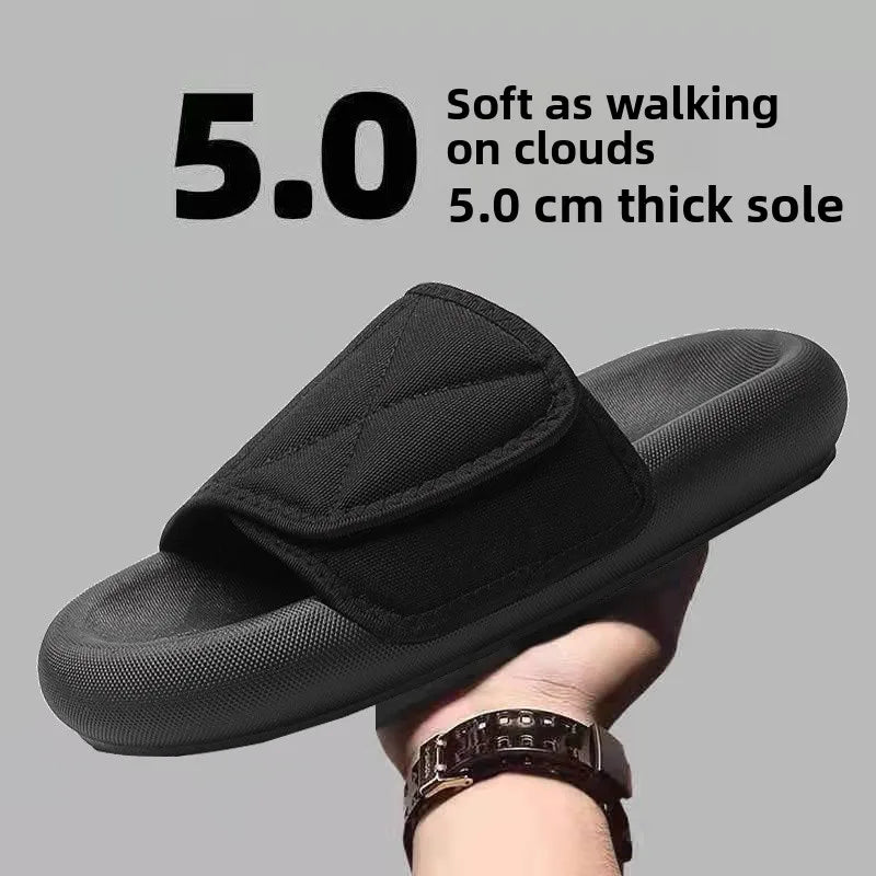 Casual Thick Bottom Anti-Slip Summer Bathroom Men's Slippers Comfortable Rubber Sole Easy to Wear round Toe Slippers