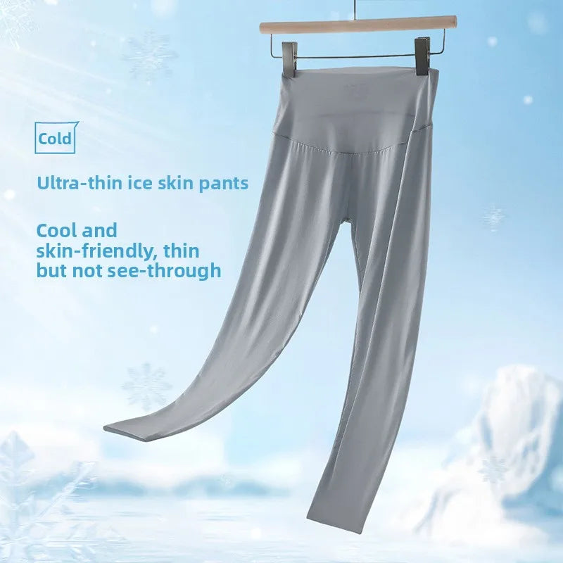 Ultra-Thin Ice-Silk High-Waist Comfortable Yoga Pants Breathable Stretchy Sharkskin Summer Outerwear Women's Clothing