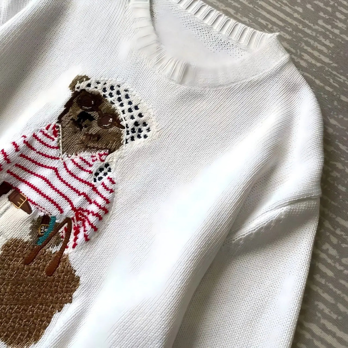 Loose Fit round Neck Knitwear Summer Women's Style Cotton Linen Blend Long Sleeve Casual Top Animal Pattern Embroidered