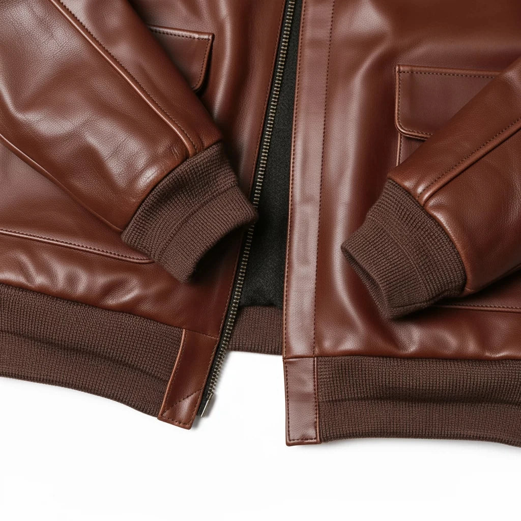 Brown Winter Leather Jacket Men Military Style Plus Size 5XL Genuine Natural Cowhide Turn-Down Collar Retro A2 Flight Coat